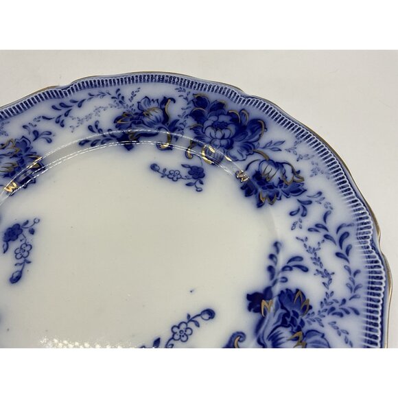 Johnson Bros. Richmond Flow Blue Gilt Floral 9" Plate and Cup an Saucer Set - Picture 10 of 16